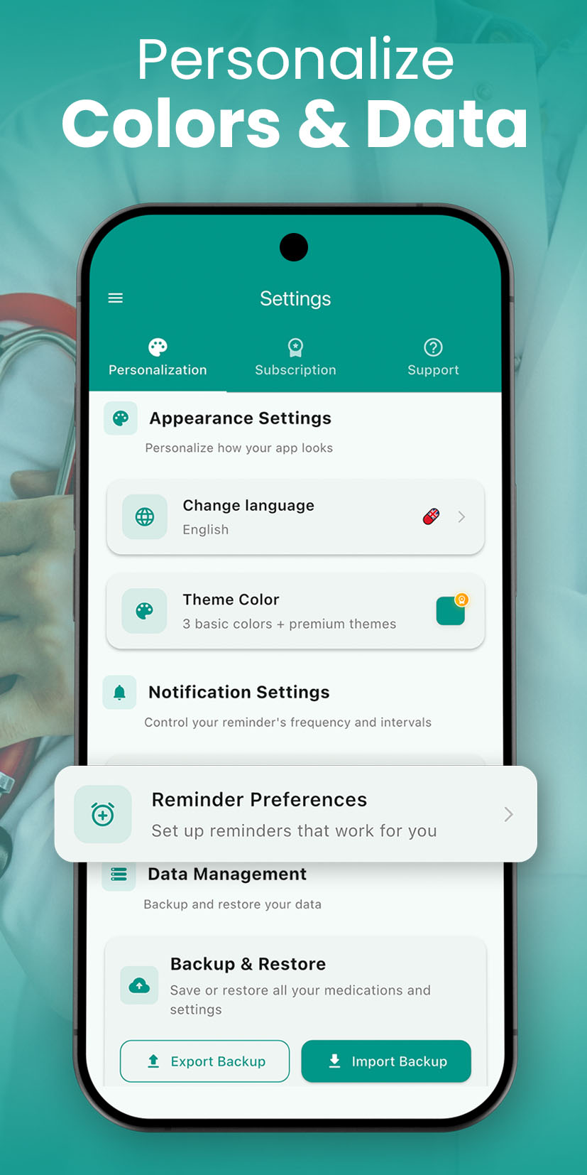Personalize App Screen